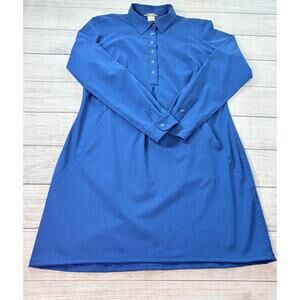 Duluth Trading Long Sleeve 1/4 Snap Breezeshooter Dress Navy Blue Size Small